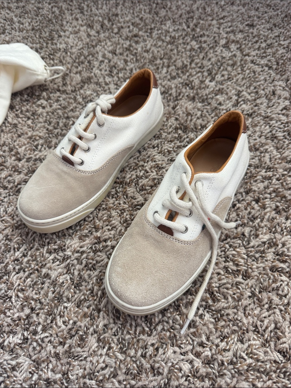 Casual kids Two-Tone Canvas & Suede Sneakers - Cream/Tan